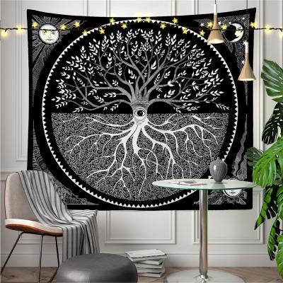 China CLASSIC Custom Printed Hanging Tree Wall Tapestry Wall Decor Mandala Witchcraft Tarot Map Forest of Life Mountain Tapestries for sale