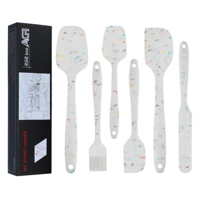 China 2021 Sustainable Best Selling Kitchen Bakeware Creams Silicone Baking Tool Scraper Heat Resistant Spatula Brush Cake Spatula 6pcs Set for sale