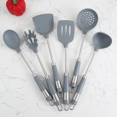 China Food Grade Sustainable Hot Durable High Temperature Silicone Kitchen Utensil Set Silicone Stainless Steel Kitchenware Selling Nylon Kitchenware Tool Kit for sale