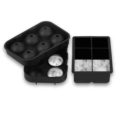 China Factory Price Large Viable Custom 6 Ice Molds Food Silicone Ice Cube Tray Mold Whiskey Ice Balls for sale