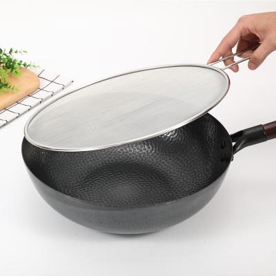 China Kitchen Tools Mesh Oil Splatter Guard Stainless Steel Stocked Grease Splatter Screen For Frying Pan for sale