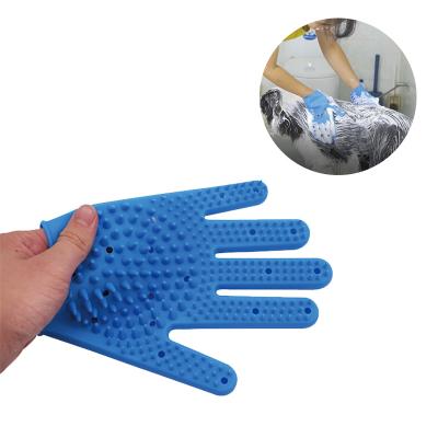 China Updated Version Viable Wholesale Pet Grooming Glove With Air Hole Dog Grooming Pet Hair Remover Brush Silicone Dog Bath Gloves for sale