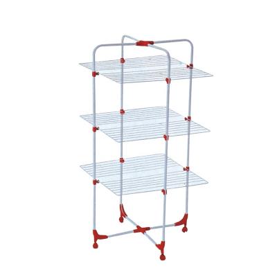 China With Wheels For New Design Easy Movable Household 3 Tier Metal Cloth Hanger Indoor Outdoor Rack With Wheels Holding Towel Rack for sale