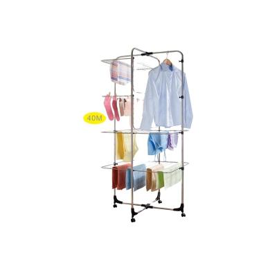 China With Wheels For Easy Movable Multi Layer Stainless Steel Multifunctional Clothes Drying Rack With Wheels Holding Towel Rack for sale