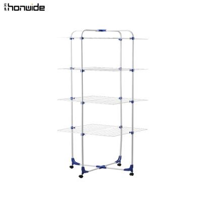 China With Wheels For Easy Mobile 3 Tier Metal Cloth Hanger Rack With Wheels Holding Towel Rack More Color For Choose for sale