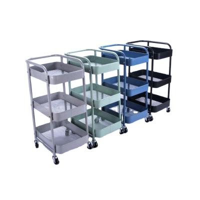 China 3-Tier Stocked Rolling Storage Cart Serving Cart with Wheels and Handles, Multifunctional Craft Cart Shelf Rack Organizer for Kitchen for sale