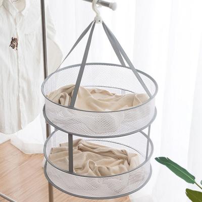 China Modern Gray Sharpening Large Double Laundry Basket Single Layer Folding Clothes Drying Hanger Net Windproof Clothes Drying Net Net Pocket for sale