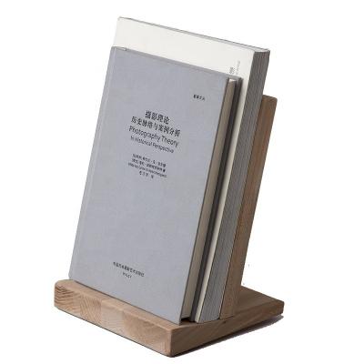 China Wooden Solid Wood Book Magazine Rack Stand For Desktop Bookend for sale