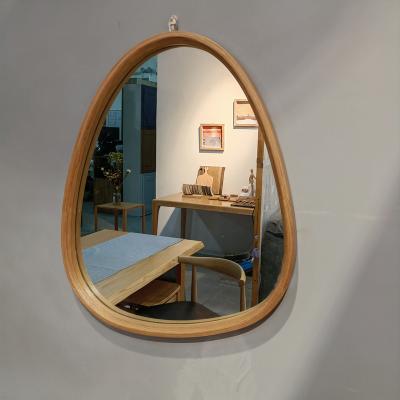 China European style natural material solid wood frame special shape bathroom decorative wall mirror for sale