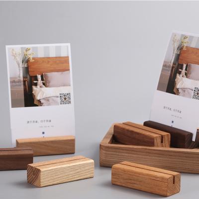 China Custom Design Cheapest Wooden Display Rectangle Stand Card Holder Japan Photo Wooden Card Holder for sale