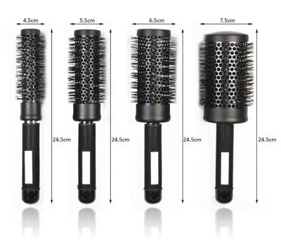 China Home Salon Black Hairdressing Brush Bristle Boar Blowing Hair Around Comb Anti-static Nylon Hair Brush for sale