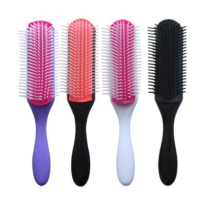 China Hot Sale Custom Logo Hair Detangle Hair Brush 9-Row Super Hot Straight Wide Tooth Shower Brush Custom Logo Hair Brush for sale