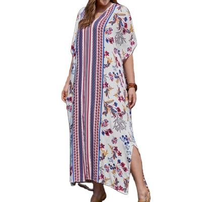 China 2022 satan robe satan lady satin bohemian islamic muslim women summer Bat-wrapped islamic bridal gown floral print long dresses for sale