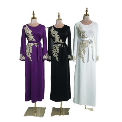 China Anti-wrinkle long sleeve islamic women dress sequin rhinestone dress muslim islamic clothing middle east arab dress long for women for sale