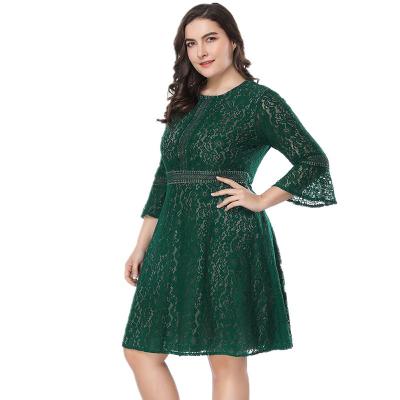 China Plus Size Anti-Static Women's Summer Dresses 4xl 5xl Elegant Half Sleeve Lace Dress For Girls for sale