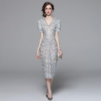 China French sexy elegant anti-static lace v-neck evening dress evening dress evening dress temperament dinner party dress always pretty luxurious for sale