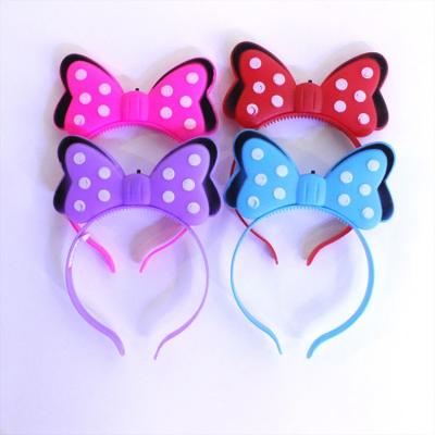 China New Fashion Plastic Led Plastic Spotted Bow Headband Mickey Minnie For Party for sale