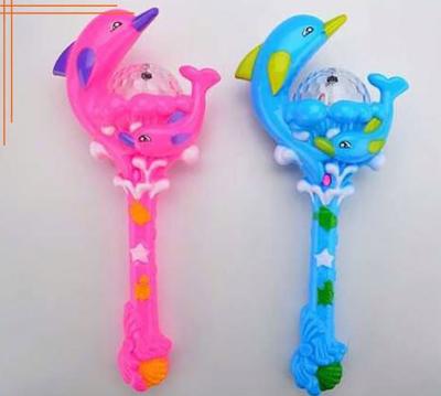 China Factory Hot Sale Rotating Dolphin Shaped Music And Music Led Light Stick Ball Plastic Magic Flashing Stick for sale