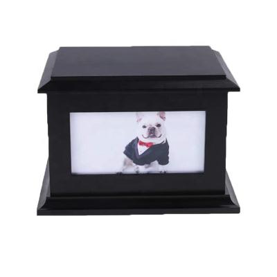 China Customized Stored Wooden Pet Casket Pet Casket With Photo Frame Pet Casket Funeral Storage Wooden Box for sale