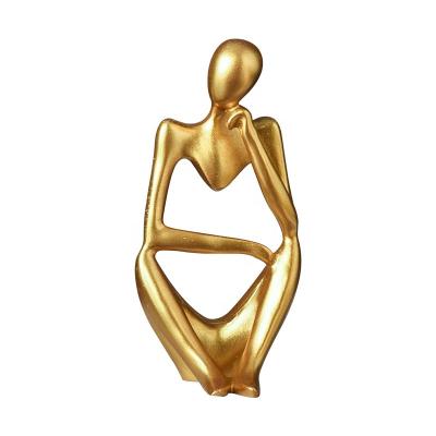 China Thinker Nordic Minimalist Luxury Gold Resin Light Character Decoration Abstract Living Room Corridor Decoration for sale