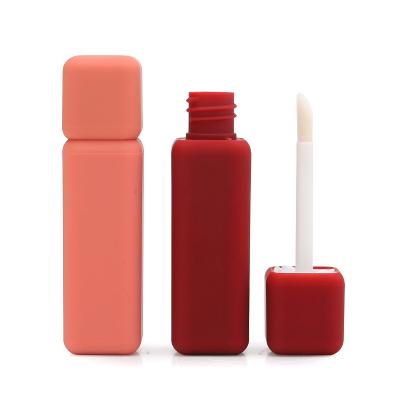 China Hot Empty Luxury Rubber Square Paint Lip Gloss Packaging Lip Gloss Packaging Bottle Plastic Tubes Soft Touch Cosmetic for sale