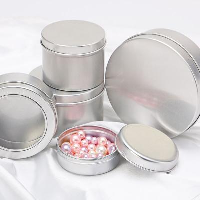 China Multi-Use 5G 10G 30G 50G 100G 120G 150G 200G 250G Round Lid Tin Box Silver Screw Aluminum Jars Cosmetic Containers Cans Jars for sale