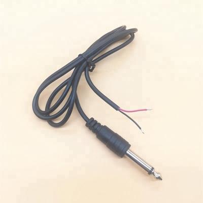 China Custom Audio Multimedia Jack 22awg*2C 1/4 6.35mm Mono Plug To Tinned Copper Wire End Stripped Cable For Electric Guitar for sale