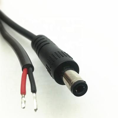 China DC 5.5*2.5MM Industrial Barrel DC5521 5.5*2.1MM Straight Male Plug To Open Power Cable for sale