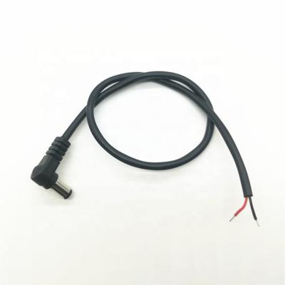 China Industrial Custom Low Voltage12v 24v 18awg 5A Rated Right Angle DC Power Plug 5.5mm x 2.1mm DC Cable for sale