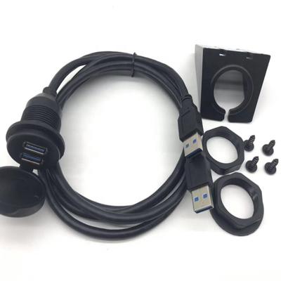 China MP3/MP4 Player 1m Dash Panel Mount Dual USB 3.0 Male To Female Extension Cable For Car Boat Motorcycle for sale