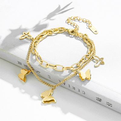 China Hiphop New Arrival Designer Butterfly Bangle Bracelets Stainless Steel Charm Bracelet For Women Jewelry for sale