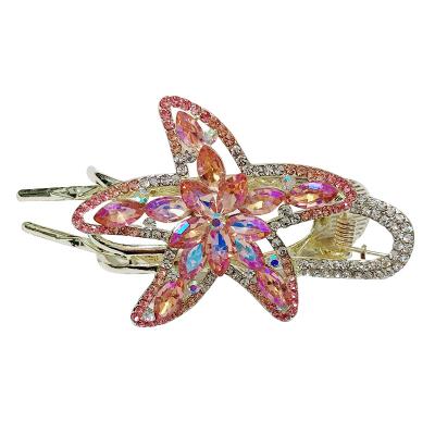 China Lead Free Anti-Allergy Diamond Starfish Three Tooth Eco-friendly Korean Metal Hair Clips and Nickel Hair Clips Large Metal Women Hair Claw Clip Hair Accessories Wholesale for sale