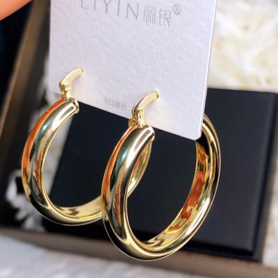 China Trendy Hiphop Jewelry Accessories 18k Gold Plated Hoop Earrings For Woman for sale