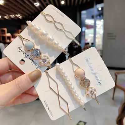 China Girl Hair Clip Decoration 2019 Hot New Products Handmade BB Clips Imitation Pearl Hair Clip Set For Girls Hair Pin Set 3pcs for sale