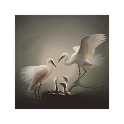 China Home Decoration/Hotel Couple Cranes Breeding Their Kids Wall Picture Home Decor Canvas Printed Painting for sale