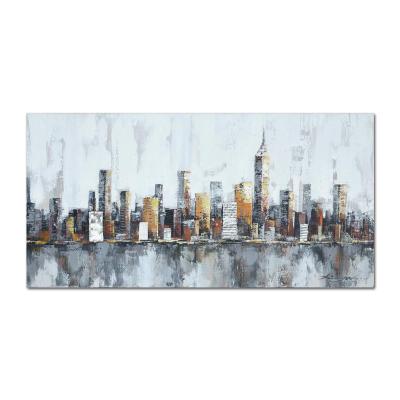 China Hand Painted New Design Abstract Style Canvas City And Building Painting For Wall Decor And Gift for sale