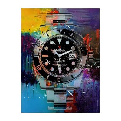 China Abstract Handmade Famous Bright Color Oil Painting Watch Front View Picture Decor For Business Background for sale