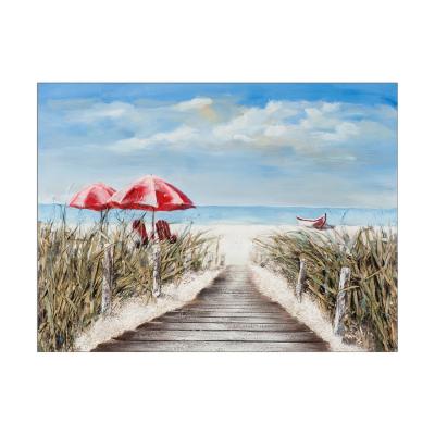 China Abstract Handmade Oil Painting Beach Leisure Painting Scene During Hot Summer for sale