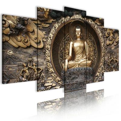 China Art Prints Oil Paintings Abstract Modern Religious Poster Wall Decor Buddha Decorative Picture Canvas Painting 5 Pieces for sale