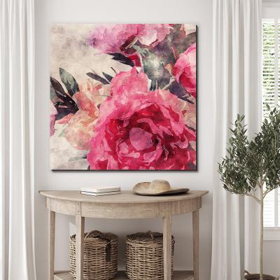 China Hot Sale Modern Home Art Decor Acrylic Print The Picture Frameless Rose Flower Oil Paintings On Canvas Porcelain for sale