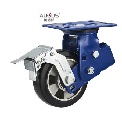 China Single Spring Adjustable Castor Wheel Aluminium Core Rubber Wheels HD-06 SERIES for sale