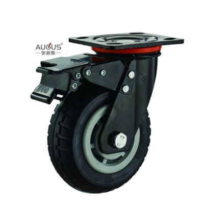 China Heavy Duty Rigid/Swivel /Brake plate Caster Wheel with Black Elastic Rubber zu verkaufen