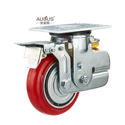 China Heavy Duty PU Double Spring Castor Wheels For Materials Handling Equipment for sale