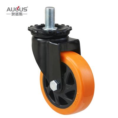 Κίνα Trolley Black Lacquer Rack 100mm Orange PU Wheel Medium Heavy Duty Swivel Screw Castor Wheel προς πώληση