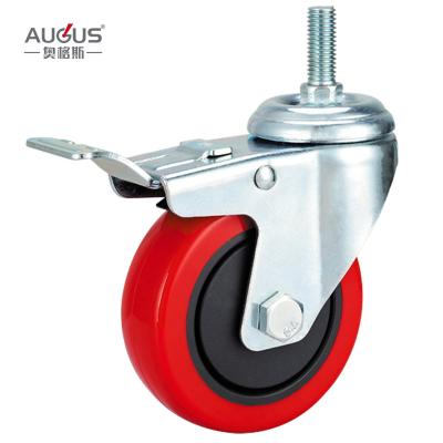 Cina good quality trolley hardware plastic pu wheel tread stem caster wheels in vendita