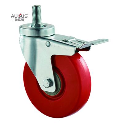 China Medium Duty 3 4 5 Inch Red PP Double Bearing Tool and Hardware 75 mm Swivel Caster Wheels en venta