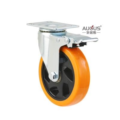 China Blue zinc plated medium duty low wheel fixed casters caster with brake wheels Te koop