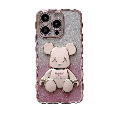 China Luxury Tpu Stand Bear Phone Cover For iPhone 14 12 Promax , For iPhone 13 13 Promax Stand Luxury Bear Phone Cover for sale