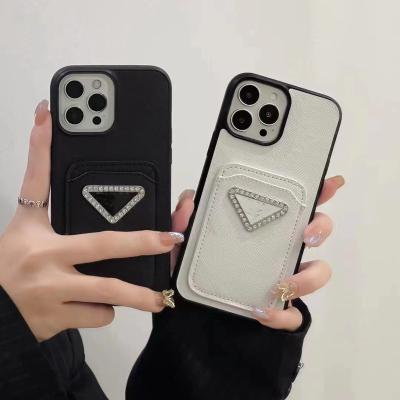 China Leather Tpu Diamond Luxury Brand Card Phone Case For iphone 14 pro 14 promax 13 pro 13mini 12 wallet filter 11 mount for sale