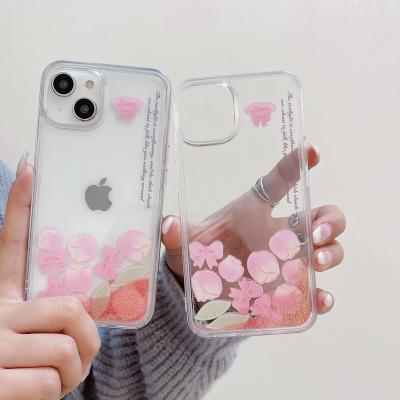 China TPU INS Flower Quicksand Case Cover For iphone 14 pro max phone case 13 12 11 for sale